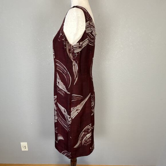 Mondi Womens Vintage Burgundy Silk Sheath Dress Size 40 10 M Sleeveless Classic - Picture 4 of 9